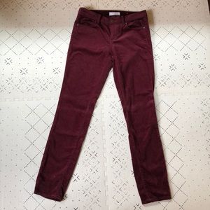 LOFT Burgundy Velvet Modern Skinny Pants